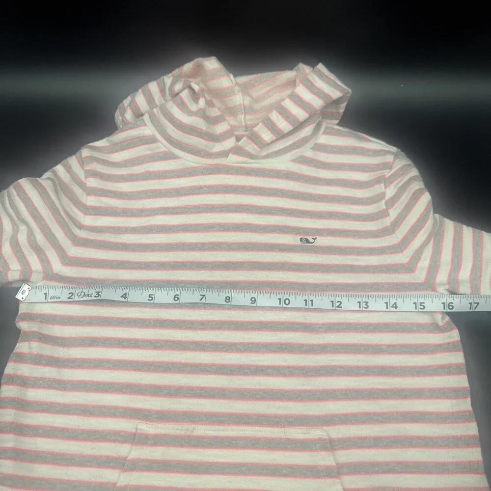 Vineyard Vines Girls Stripe Long Sleeve Knit Hooded Cover Up Dress Sz L‎ Coastal
